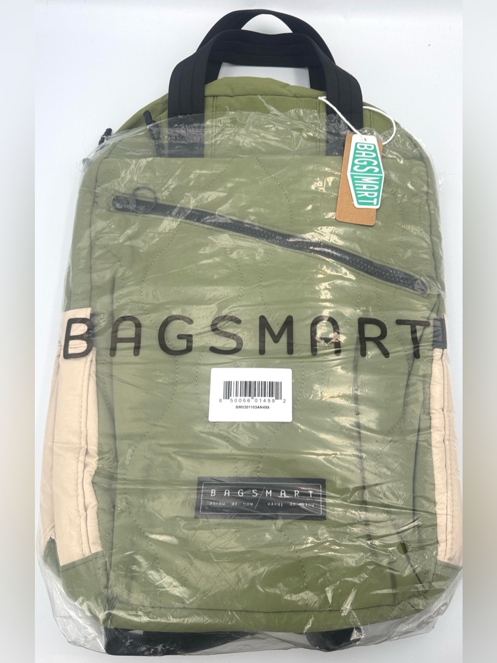 BAGSMART Paz 23L Travel Backpack Green Quilted Laptop Carry On Bag NWT